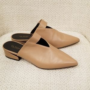 Via Spiga leather closed toe slides, Tan, 6.5B